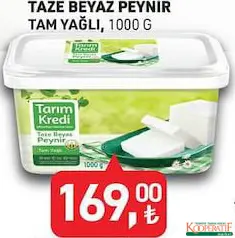 TARIM KREDİ TAZE BEYAZ PEYNİR TAM YAĞLI 1000 G fiyat ve kampanya bilgisi